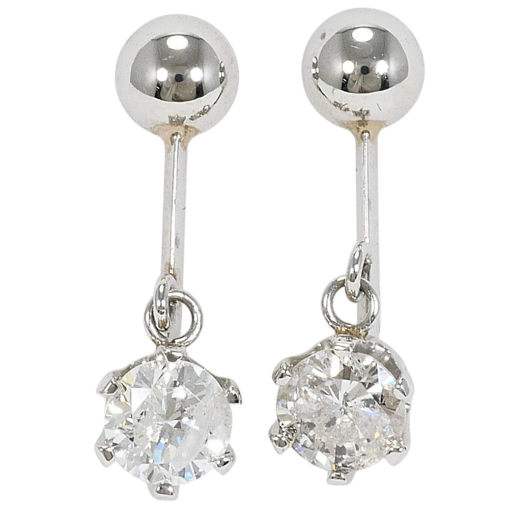 VINTAGE Platinum Earrings with Diamonds, Total 0.554ct, I1 Clarity